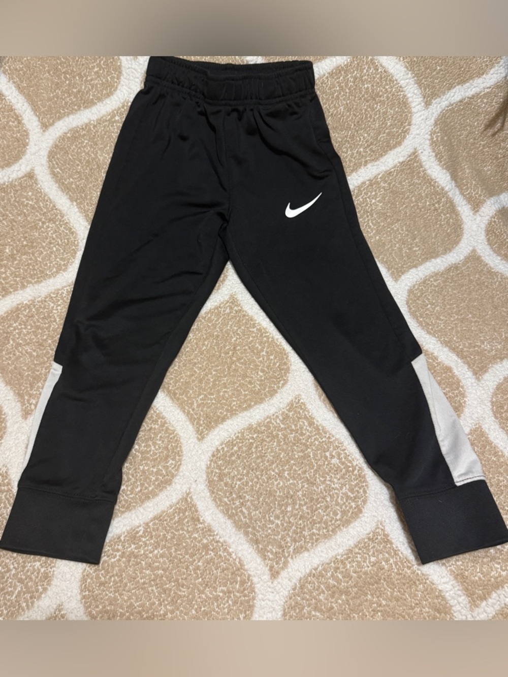 Nike Black Joggers with White Swoosh and Gray Panels - Kids
